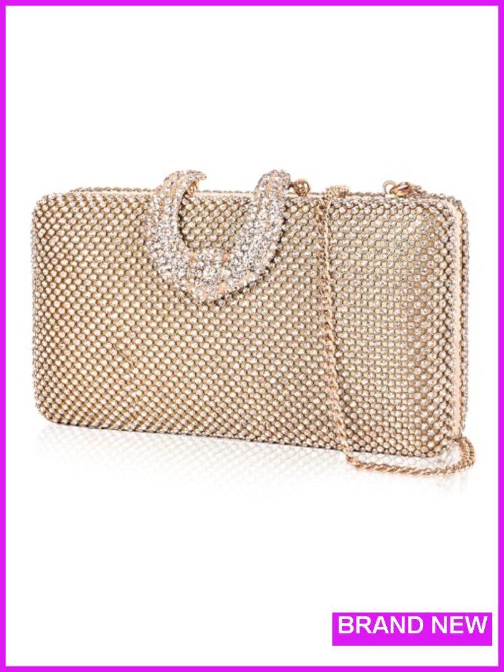 Crystal Encrusted Evening Clutch Detachable Chain Rhinestone Handbag
